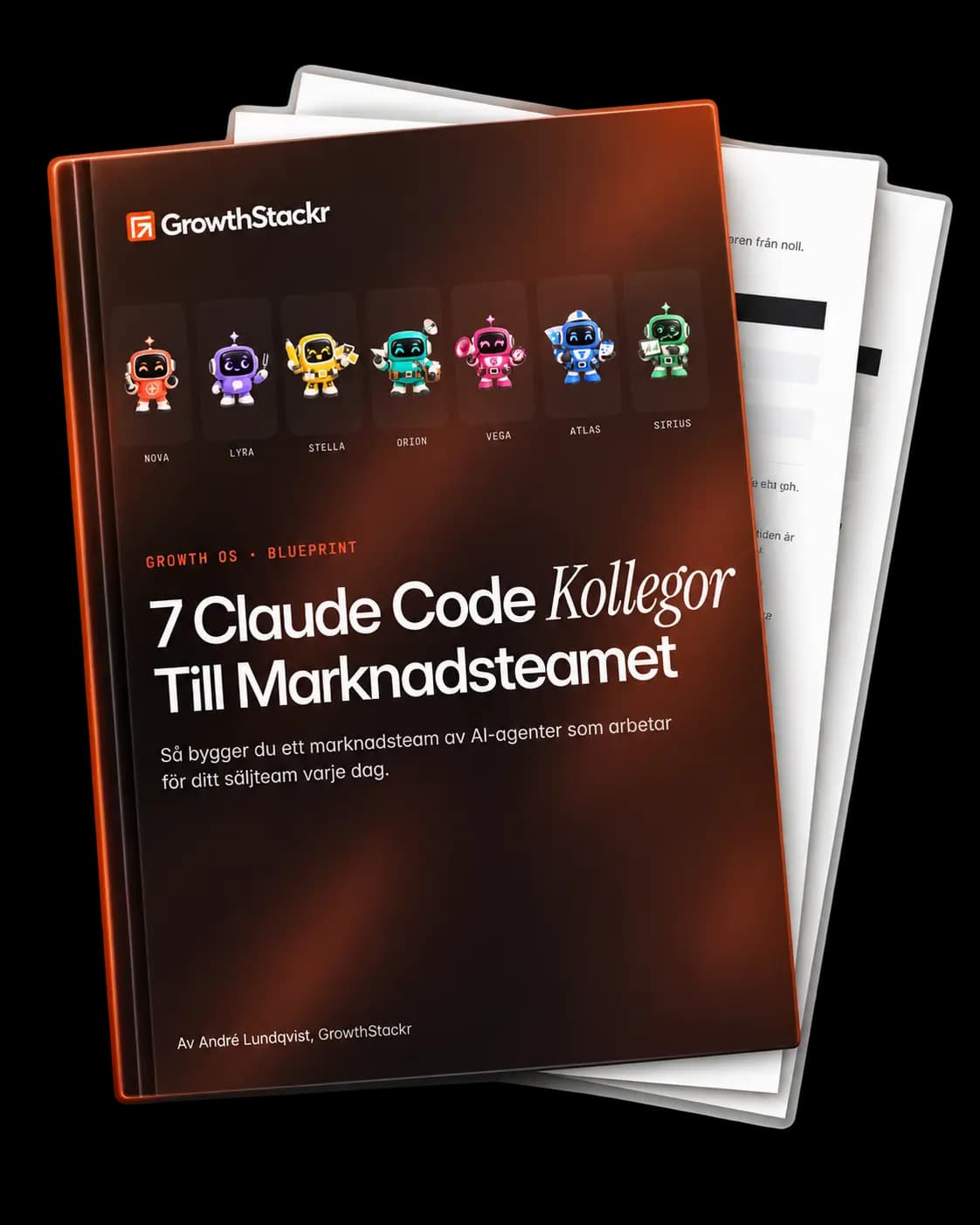 Omslaget till 7 Claude Code-kollegor till marknadsteamet, Growth OS Blueprint, med de sju AI-agenterna
